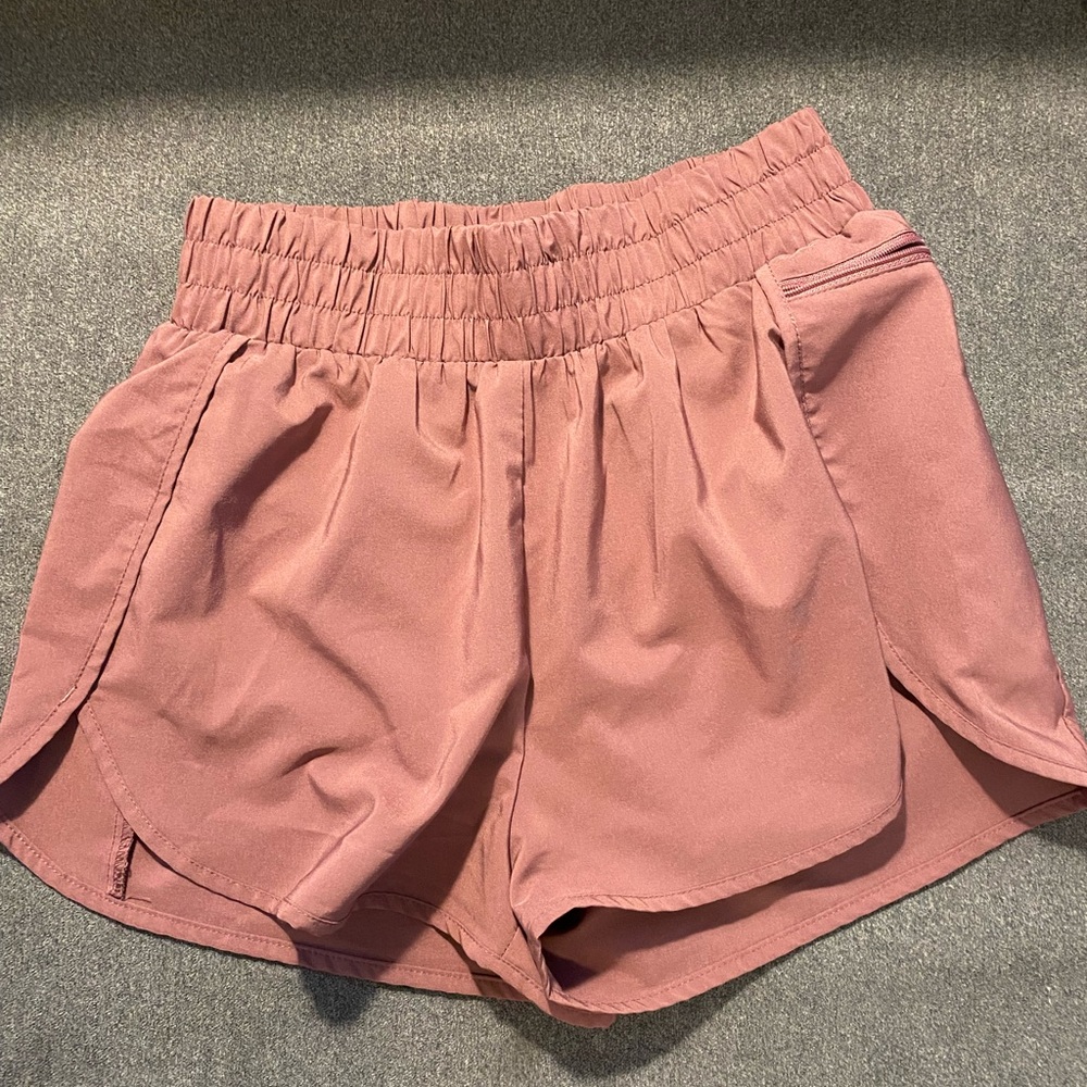 Women's Pink Elastic Waist Shorts